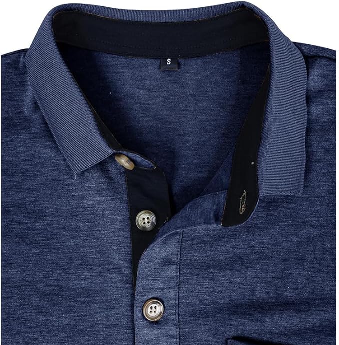 Men's Classic Cotton Polo Shirt Short Sleeve Button Golf Tee