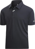 Close up of men's performance jacquard golf polo with hidden placket and moisture-wicking fabric.