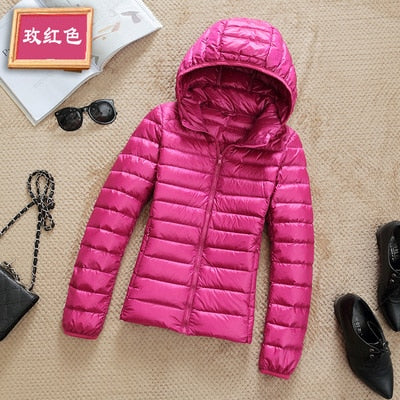 Women's Ultra-Lightweight Slim Fit Hooded Puffer Jacket - Image 13