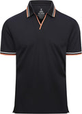Close up of men's jacquard performance golf polo with V-neck design