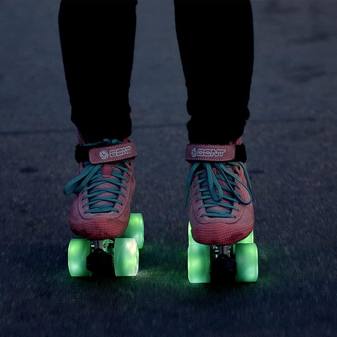Bont Skates - Glow Light Up LED Quad Roller Skate Wheels - Recreational Street Outdoor Skating - 62x35mm 83A - Set of 4 Wheels (Pearl White)