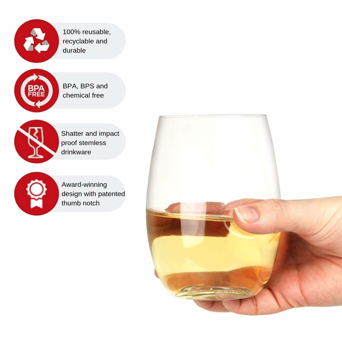 Shatterproof 16 oz. Wine Glasses – Dishwasher Safe Set of 2