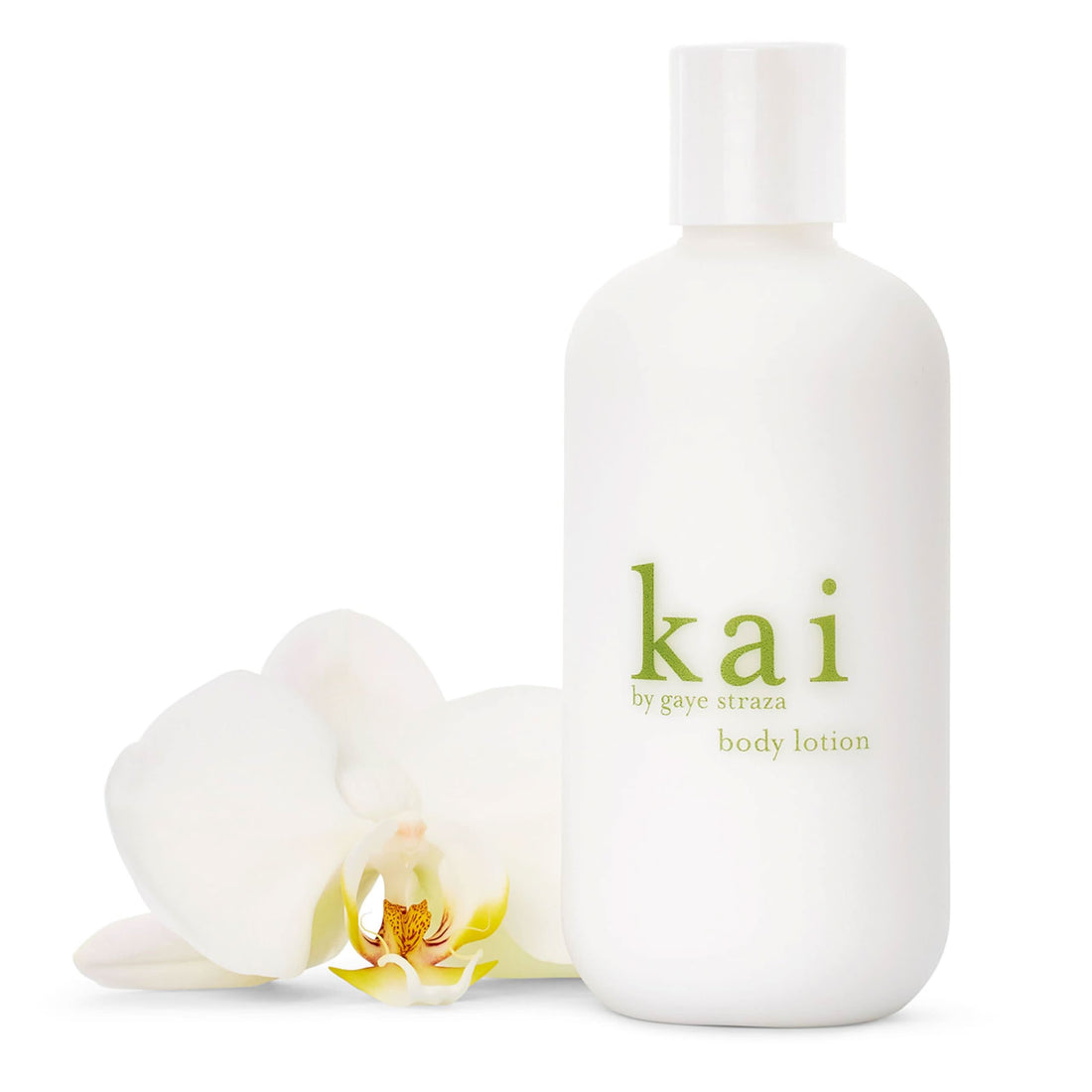 Bottle of KAI Body Lotion 8 oz, a moisturizing cream with safflower oil and shea butter.