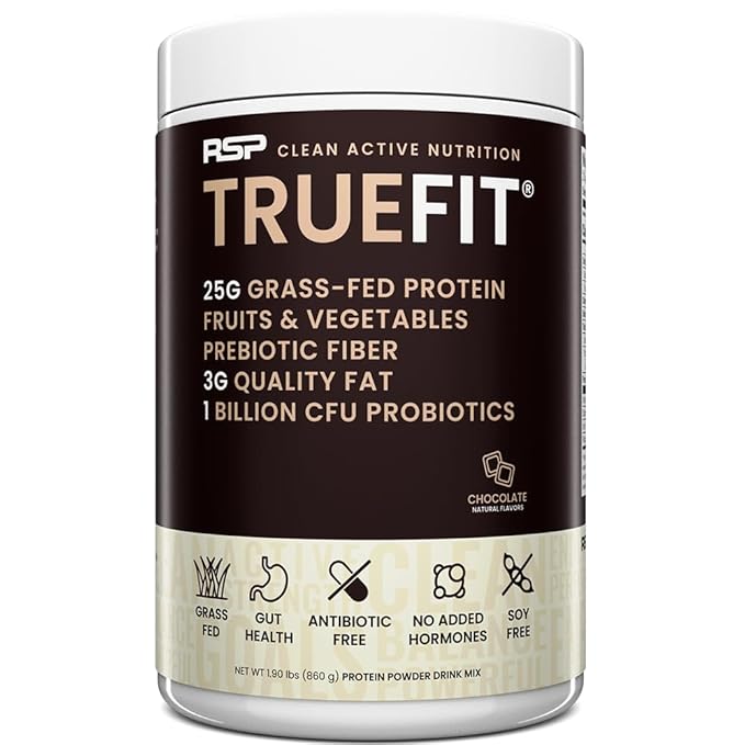 TrueFit Gut Healthy Protein Powder, Grass-Fed Whey Meal Replacement Shake with Prebiotics, Probiotics, & Organic Superfoods, Keto Friendly, Gluten Free