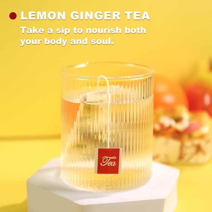 TEARELAE - Lemon Ginger Tea Bags, 70 Count - Natural & Pure Herbal Tea with Ginger Root, Lemon, Lemongrass - Non-GMO - Caffeine-free - Support Healthy Digestion