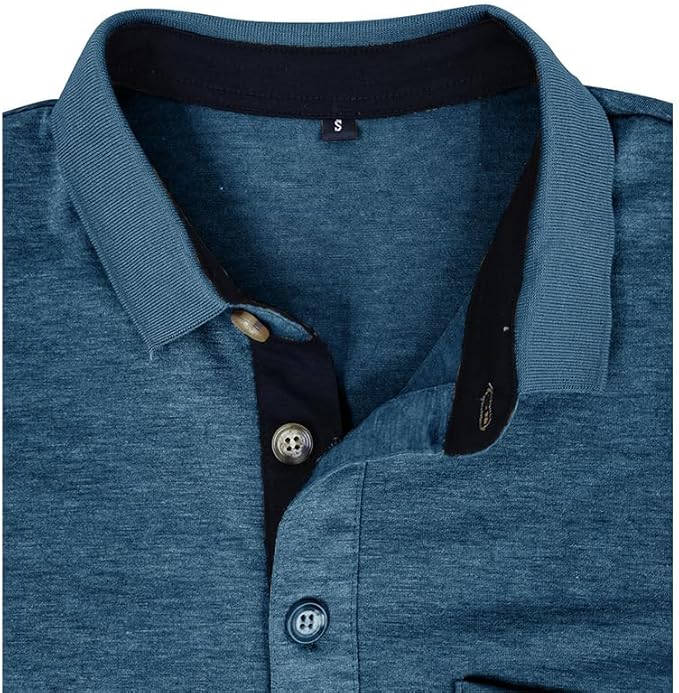 Men's Classic Cotton Polo Shirt Short Sleeve Button Golf Tee