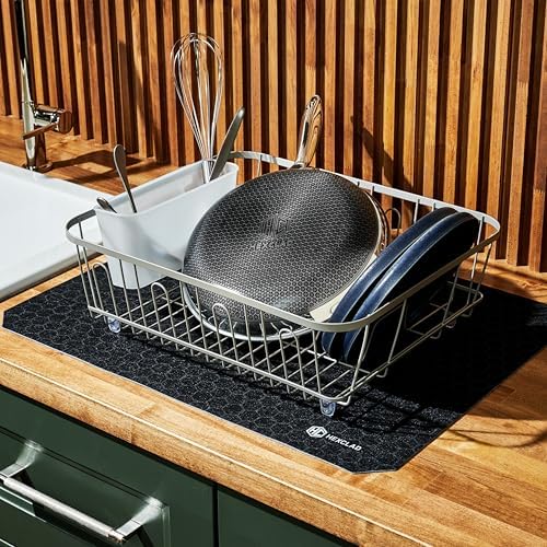 HexClad 2-Piece Ultra Thin Absorbent Dish Drying Mat Set, Fast Drying