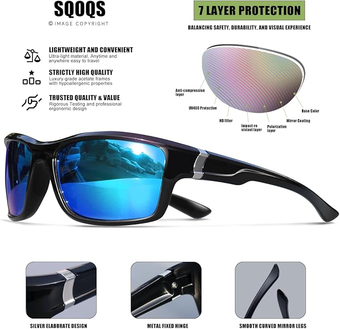 Polarized Sunglasses for Men Women Sports Goggles Lightweight Frame Cycling Running Fishing Driving UV400 Protection