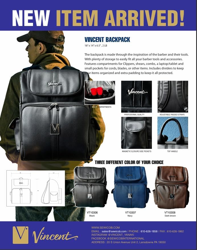 Vegan Leather Barber Backpack - Professional Travel Tool Bag
