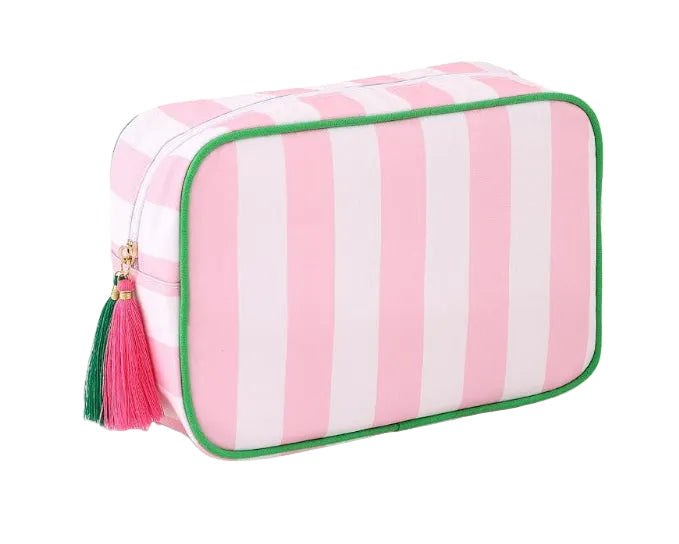 Cabana Stripe Pouch in Pink & White