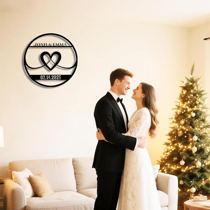 Personalized Wedding Metal Name Sign | Custom Wall Art Gifts for Couples | Custom Metal Signs |Engagement Gift | Anniversary Wedding Date Sign | Bedroom Decor for Couples