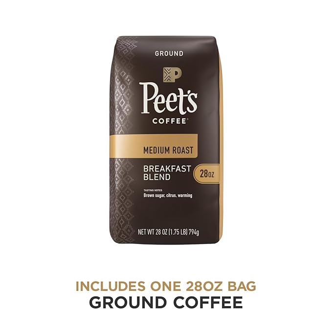 Peet's Coffee, Medium Roast Ground Coffee - Breakfast Blend 28 Ounce Bag