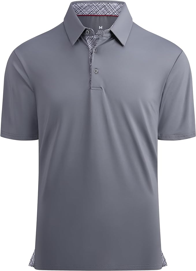 Close up of men's quick-dry golf polo shirt in solid color