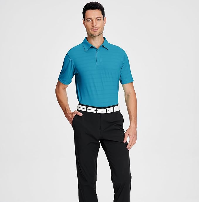 Men's Jacquard Performance Golf Polo with Hidden Placket
