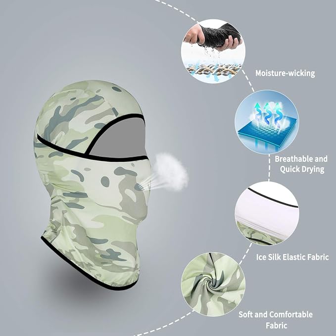 Achiou Balaclava Face Mask, Ski Mask for Men Women Football, Lightweight Sheisty, Ninja Shiesty Sun Hood UV Protector Cycling