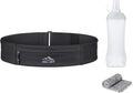 Running Belt with 400ml Soft, Adjustable Running Fanny Pack with Phone Holder and Gym Towel, Waterproof Belt Bag for Women Men for Jogging Hiking Marathon (Black, L/XL)