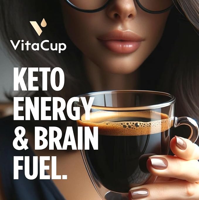 VitaCup Genius Ground Keto Coffee w/Turmeric, MCT Oil, B Vitamins, D3, Ground Coffee Medium Dark Roast, Bold & Smooth, 100% Arabica Coffee Grounds, 6 bags, 11oz each