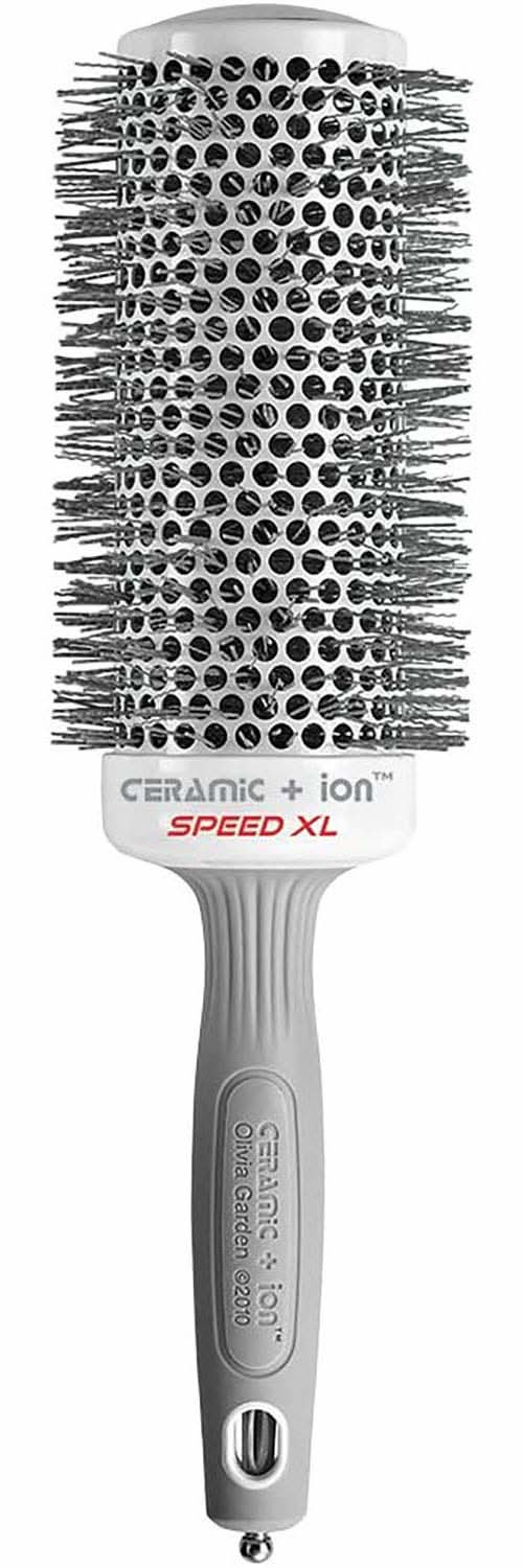2 1/8 inch extra-long Speed XL professional hair brush in grey and white