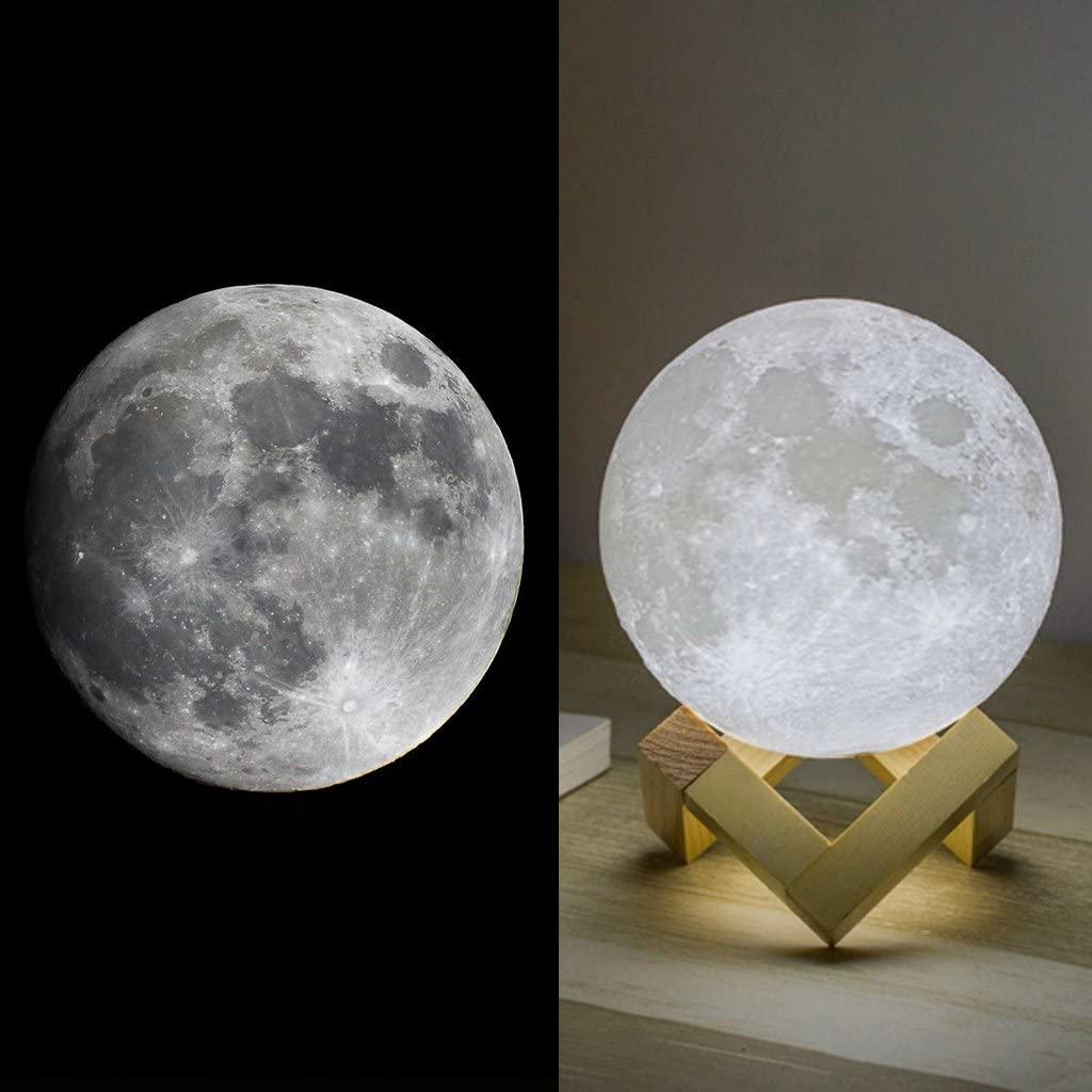 3D Printed LED Moon Lamp, Touch Control Lunar Night Light