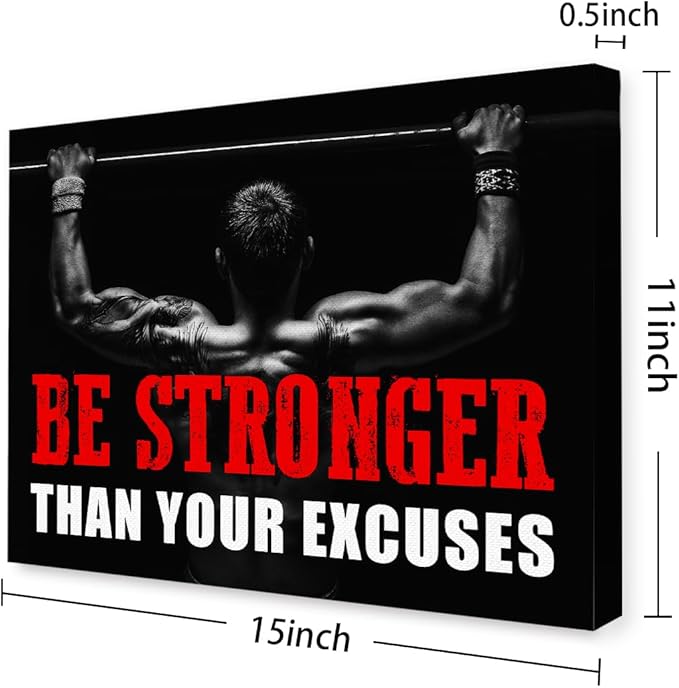 Inspirational Gym Wall Decor,Fitness Quotes Wall Art,Be Stronger Than Your Excuses Canvas Wall Decor for Home Gym