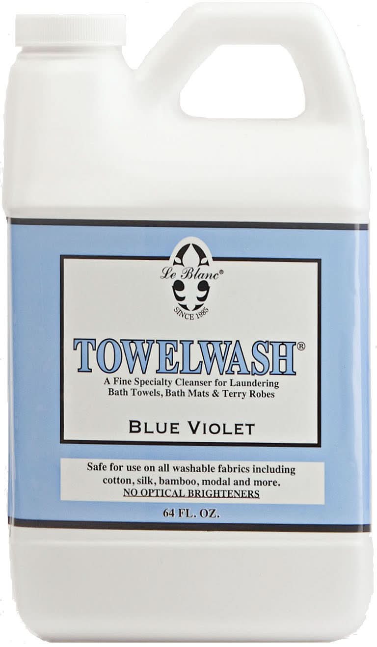 64 oz bottle of Le Blanc Blue Violet Towel Wash with a floral label