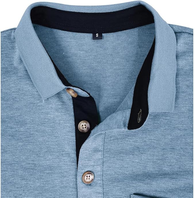 Men's Classic Solid Color Short Sleeve Cotton Casual Polo Shirt