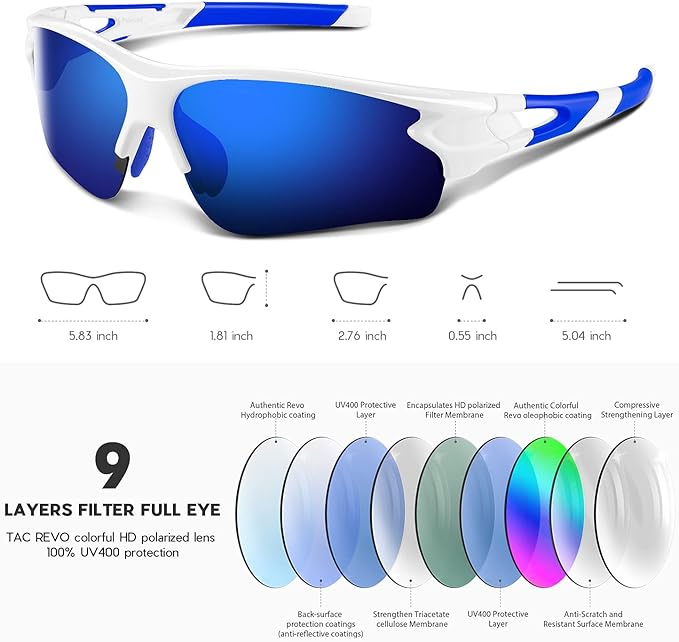 BEACOOL Polarized Sports Sunglasses for Men Women Youth Baseball Fishing Cycling Running Golf Motorcycle Tac Glasses UV400