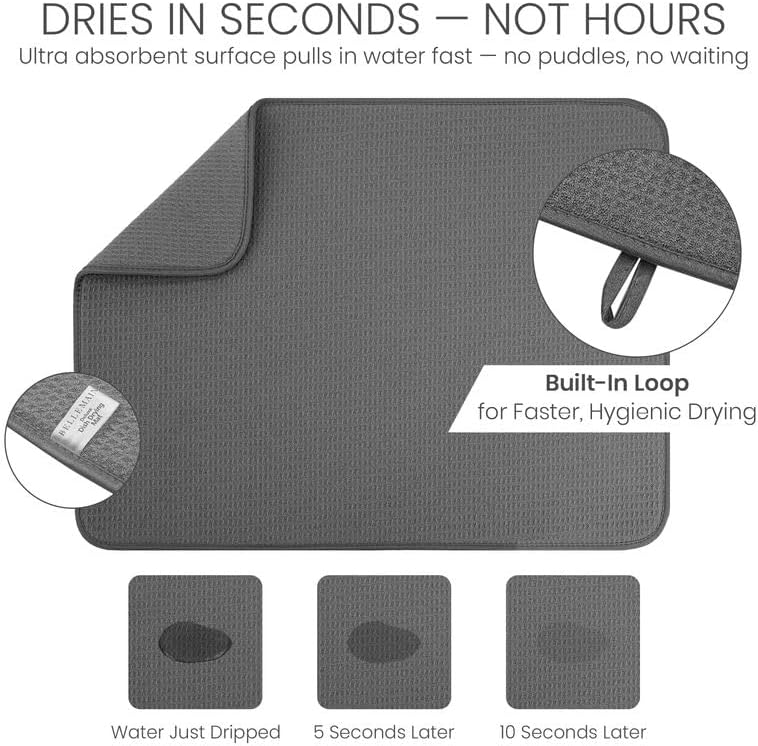 Bellemain Dish Drying Mat, Drying Matt Kitchen Counter, 17 x 24 Inch