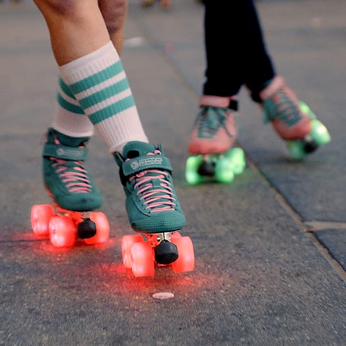 Bont Skates - Glow Light Up LED Quad Roller Skate Wheels - Recreational Street Outdoor Skating - 62x35mm 83A - Set of 4 Wheels (Pearl White)