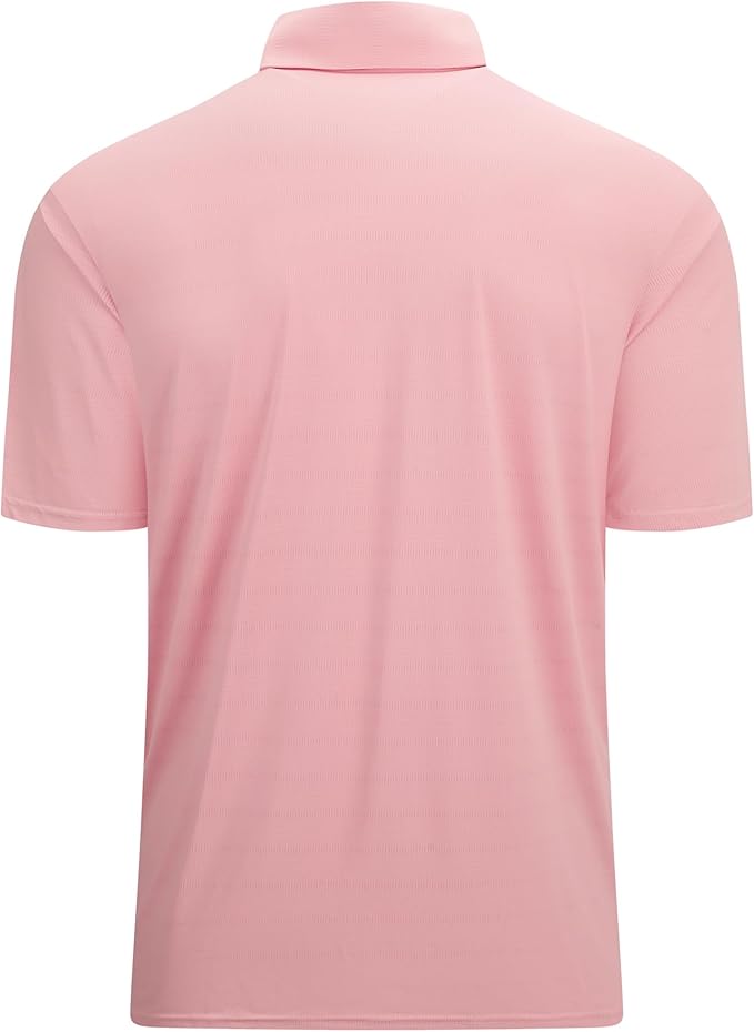 Premium Men's Jacquard Golf Polo - Hidden Placket Performance Shirt