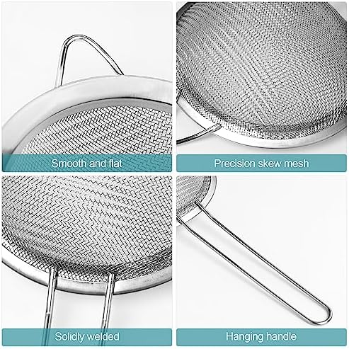 3 Pack Fine Mesh Strainer, Small Stainless Steel Sieves