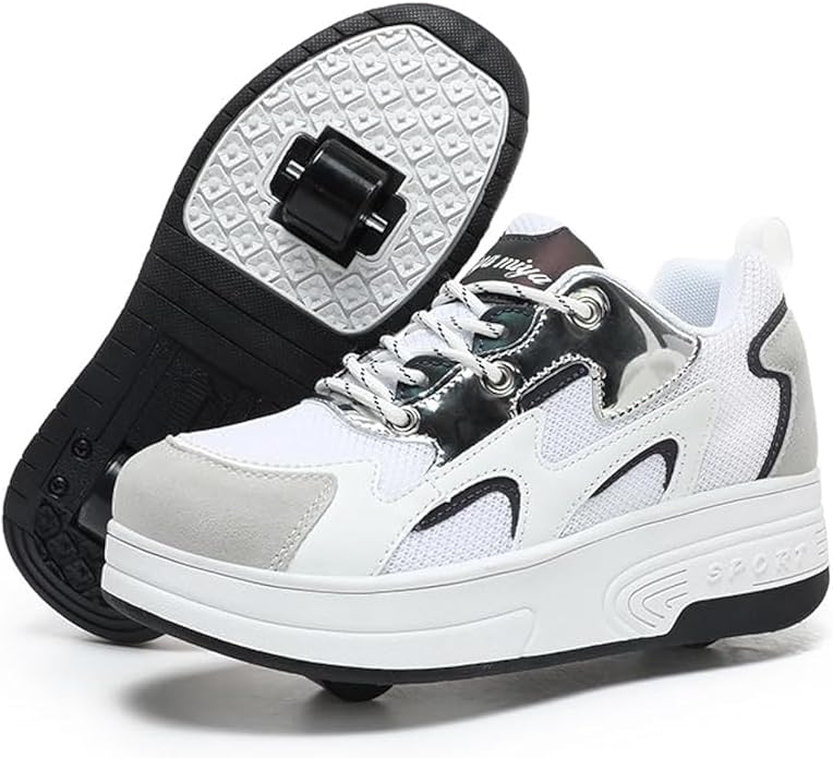 Wooowyet Roller Skate Shoes for Kids Boys Girls Rechargealbe Wheels Sneakers Fashion Roller Wheeled