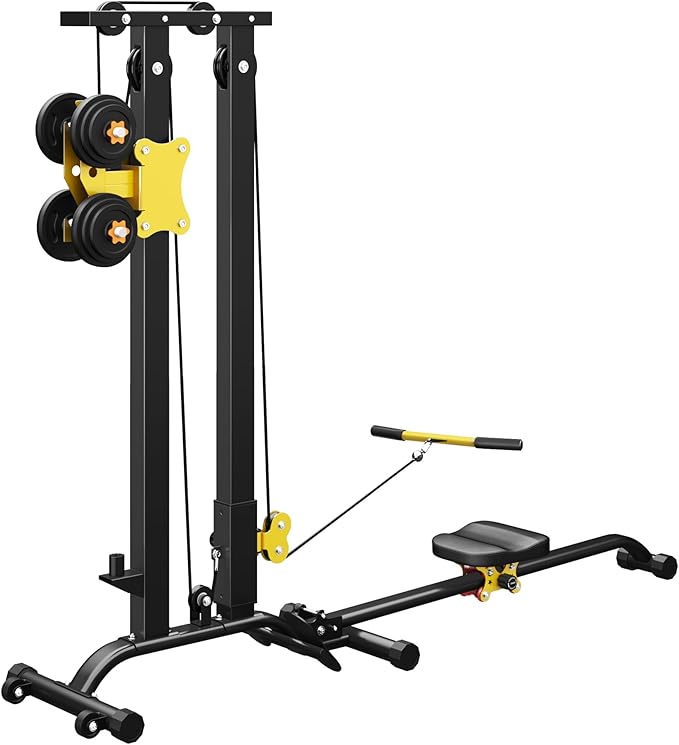 SogesHome LAT Pull Down Machine Low Row Cable Multifunctional Foldable Fitness Exercise Machine Full-Body Workout Strength Training Bar Machine