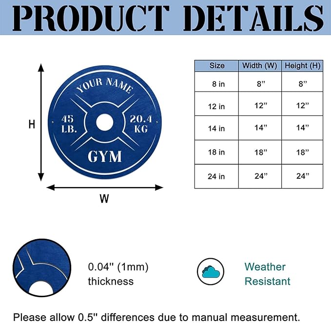 Personalized Home Gym LED Tin Metal Sign Multiple Sizes, Weight Lifting Exercise Workout Room Training Fitness Center Motivational Inspirational Quotes Decor Wall Art Hanging Accessories (07 LED)
