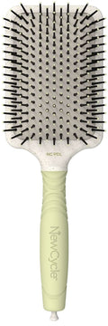 Large professional paddle hair brush with off-white cushion and black ionic bristles.