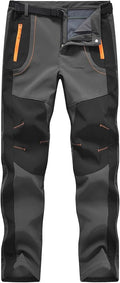 Rdruko Men's Snow Ski Pants Waterproof Insulated Winter Outdoor Snowboard Hiking Fleece Pants with Belt