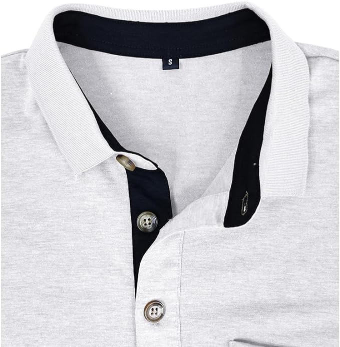 Men's Classic Cotton Polo Shirt Short Sleeve Button Golf Tee