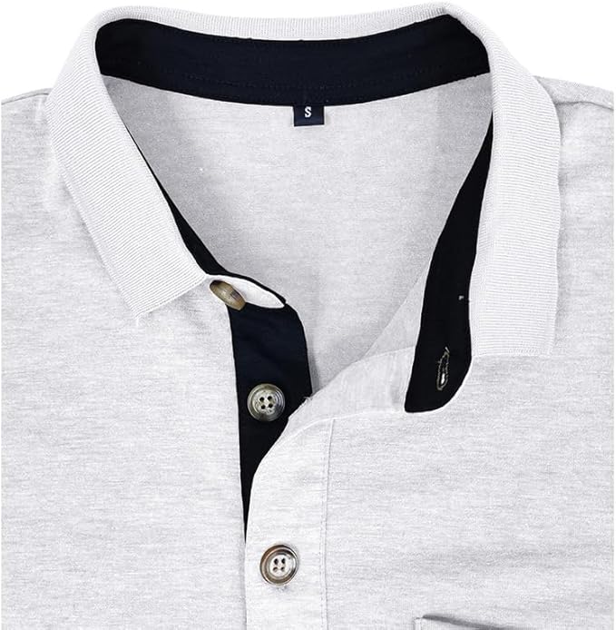 Men's Classic Cotton Polo Shirt Short Sleeve Button Golf Tee