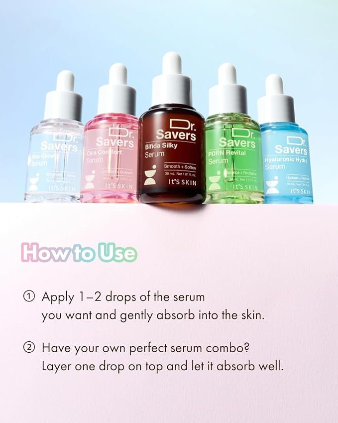IT’S SKIN Dr.Savers Bifida Silky Serum 1.01 fl.oz, Skin Barrier Repair Serum, Bifida Complex, Multi Peptide Ampoule, Smooth Texture, Supple Moisturizer for Sensitive or Dry Skin, Korean Skincare