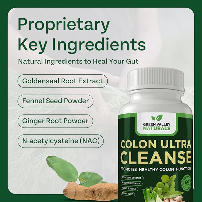 Colon Cleanse - Natural Solution to Colon Health - Natural Laxative - Constipation Relief - Gut Detox - Probiotics - Starts Working in 24 Hours - Supports Natural Bowel Rhythms (1 Bottle, 60 Count)