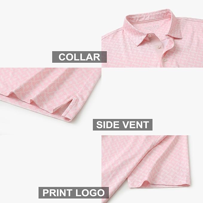 Men's Striped Performance Golf Polo Shirt - Moisture Wicking