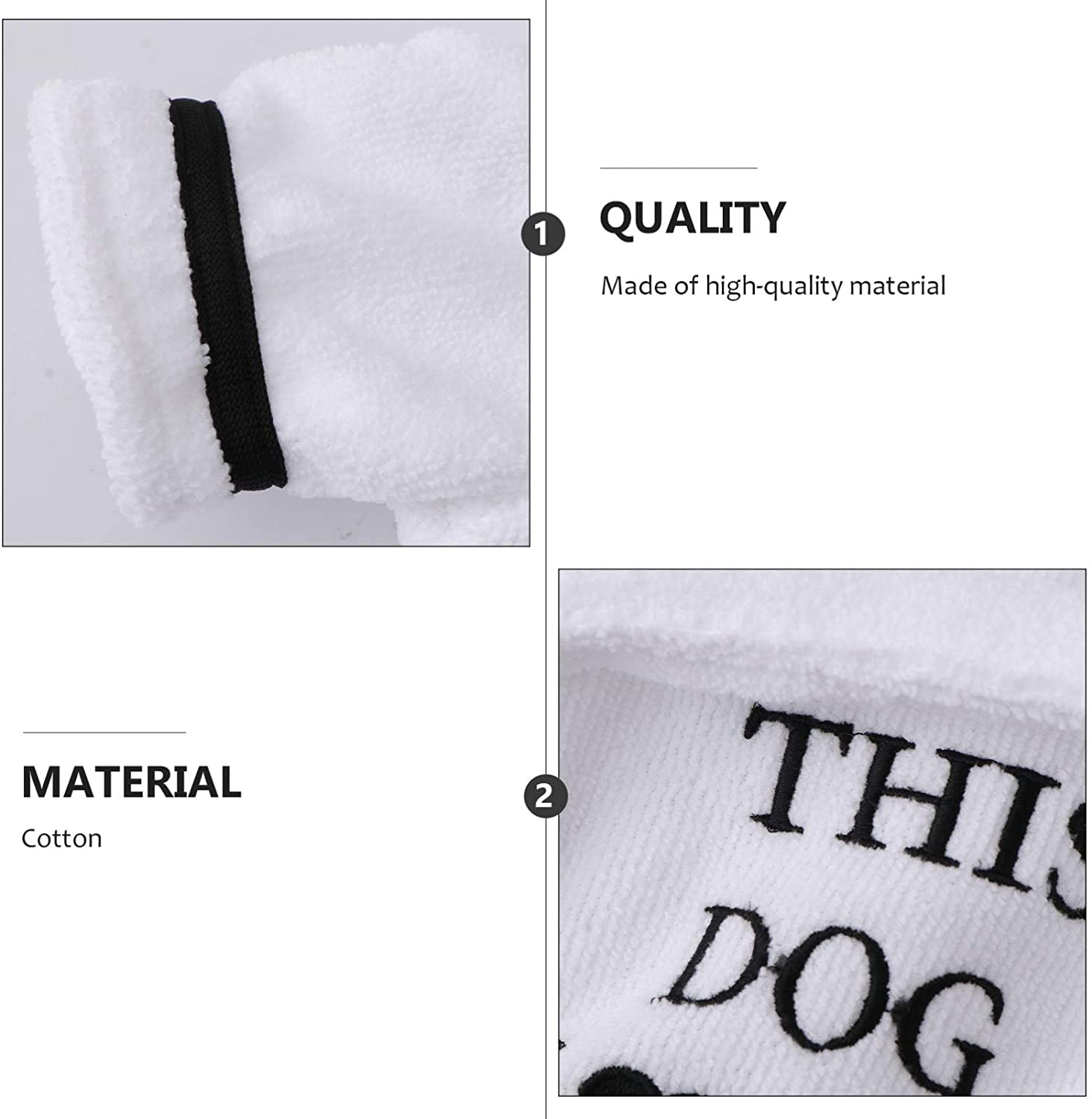 White Pet Bath Robe with Hood and Fun Lettering for Dogs - Image 11