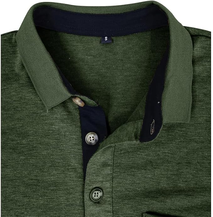 Men's Classic Cotton Polo Shirt Short Sleeve Button Golf Tee