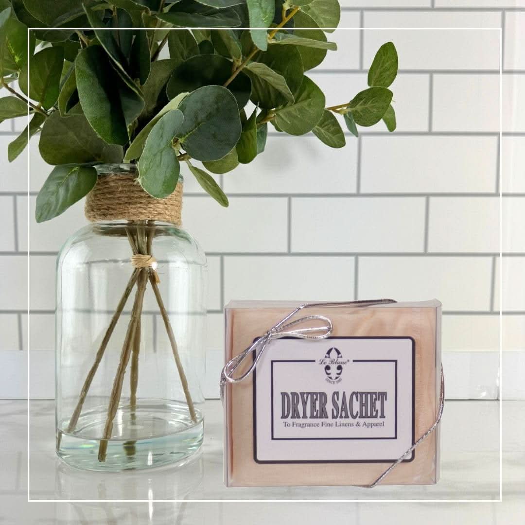 Luxury Dryer Sachet for Fine Linens, Azure Blue and White, 6x6"