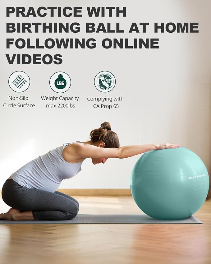 Trideer Yoga Ball – Anti-Burst Exercise Ball for Pregnancy, Office, Birthing, Stretching & Core Workout – Home Gym & Therapy