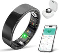 Smart Ring with Sleep Monitoring, No APP Subscription, 10-Day Battery Life, Stress/Heart Rate/Women's Health Tracker, Android & iOS Compatible (Black, 9)