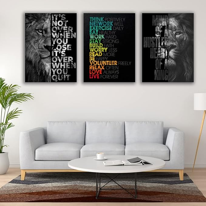 Motivational Canvas Painting Wall Art Execution Grind Hustle Inspirational Wall Art Success Entrepreneur Poster Positive Quotes Wall Poster Framed for Home Office Wall Decor[60''Wx 28''H]