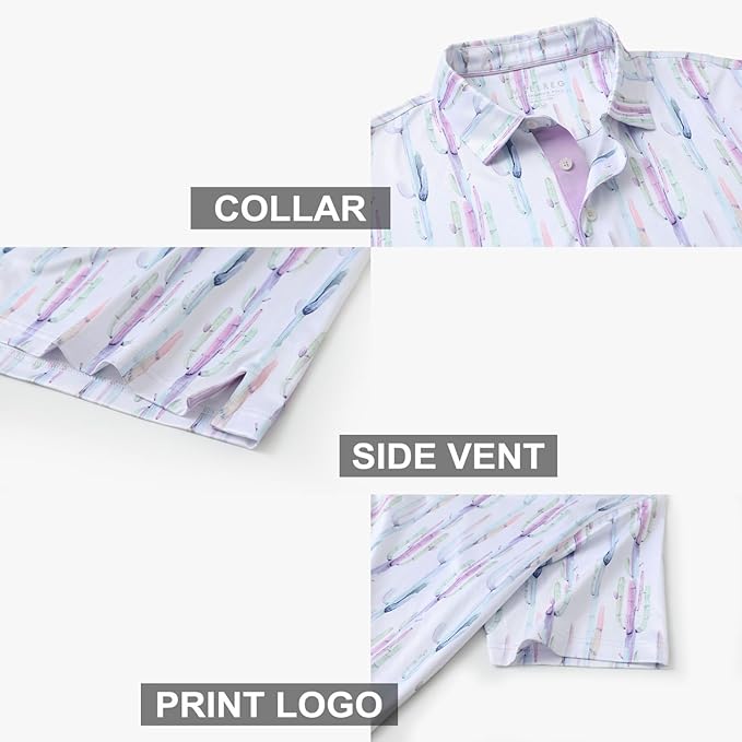 Men's Striped Short Sleeve Golf Polo - Moisture Wicking Dry Fit