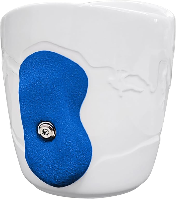 TWO STONES Rock Climbing Coffee Mug for Rock Climber as Rock Climbing Gift for Climbers (White + Blue)