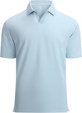 Man wearing a comfortable jacquard moisture-wicking short sleeve golf polo shirt